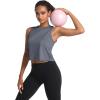 imageMAGCOMSEN Womens Workout Cropped Tops UPF 50 Athletic Running Tank Tops Sleeveless Gym Sports Muscle ShirtsDark Grey