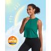 imageMAGCOMSEN Womens Workout Cropped Tops UPF 50 Athletic Running Tank Tops Sleeveless Gym Sports Muscle ShirtsEmerald Green
