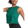 imageMAGCOMSEN Womens Workout Cropped Tops UPF 50 Athletic Running Tank Tops Sleeveless Gym Sports Muscle ShirtsEmerald Green
