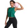 imageMAGCOMSEN Womens Workout Cropped Tops UPF 50 Athletic Running Tank Tops Sleeveless Gym Sports Muscle ShirtsEmerald Green