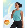 imageMAGCOMSEN Womens Workout Cropped Tops UPF 50 Athletic Running Tank Tops Sleeveless Gym Sports Muscle ShirtsGrey Green