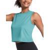 imageMAGCOMSEN Womens Workout Cropped Tops UPF 50 Athletic Running Tank Tops Sleeveless Gym Sports Muscle ShirtsGrey Green