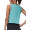 imageMAGCOMSEN Womens Workout Cropped Tops UPF 50 Athletic Running Tank Tops Sleeveless Gym Sports Muscle ShirtsGrey Green