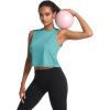 imageMAGCOMSEN Womens Workout Cropped Tops UPF 50 Athletic Running Tank Tops Sleeveless Gym Sports Muscle ShirtsGrey Green