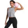 imageMAGCOMSEN Womens Workout Cropped Tops UPF 50 Athletic Running Tank Tops Sleeveless Gym Sports Muscle ShirtsLight Grey