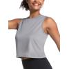 imageMAGCOMSEN Womens Workout Cropped Tops UPF 50 Athletic Running Tank Tops Sleeveless Gym Sports Muscle ShirtsLight Grey