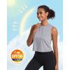 imageMAGCOMSEN Womens Workout Cropped Tops UPF 50 Athletic Running Tank Tops Sleeveless Gym Sports Muscle ShirtsLight Grey
