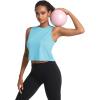 imageMAGCOMSEN Womens Workout Cropped Tops UPF 50 Athletic Running Tank Tops Sleeveless Gym Sports Muscle ShirtsLight Lake Blue
