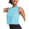 imageMAGCOMSEN Womens Workout Cropped Tops UPF 50 Athletic Running Tank Tops Sleeveless Gym Sports Muscle ShirtsLight Lake Blue