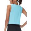 imageMAGCOMSEN Womens Workout Cropped Tops UPF 50 Athletic Running Tank Tops Sleeveless Gym Sports Muscle ShirtsLight Lake Blue