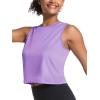 imageMAGCOMSEN Womens Workout Cropped Tops UPF 50 Athletic Running Tank Tops Sleeveless Gym Sports Muscle ShirtsLight Purple