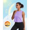 imageMAGCOMSEN Womens Workout Cropped Tops UPF 50 Athletic Running Tank Tops Sleeveless Gym Sports Muscle ShirtsLight Purple