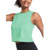 imageMAGCOMSEN Womens Workout Cropped Tops UPF 50 Athletic Running Tank Tops Sleeveless Gym Sports Muscle ShirtsMint Green