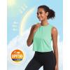 imageMAGCOMSEN Womens Workout Cropped Tops UPF 50 Athletic Running Tank Tops Sleeveless Gym Sports Muscle ShirtsMint Green