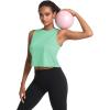 imageMAGCOMSEN Womens Workout Cropped Tops UPF 50 Athletic Running Tank Tops Sleeveless Gym Sports Muscle ShirtsMint Green