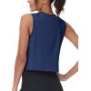 imageMAGCOMSEN Womens Workout Cropped Tops UPF 50 Athletic Running Tank Tops Sleeveless Gym Sports Muscle ShirtsNavy