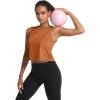 imageMAGCOMSEN Womens Workout Cropped Tops UPF 50 Athletic Running Tank Tops Sleeveless Gym Sports Muscle ShirtsOrange