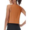 imageMAGCOMSEN Womens Workout Cropped Tops UPF 50 Athletic Running Tank Tops Sleeveless Gym Sports Muscle ShirtsOrange