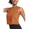 imageMAGCOMSEN Womens Workout Cropped Tops UPF 50 Athletic Running Tank Tops Sleeveless Gym Sports Muscle ShirtsOrange