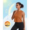 imageMAGCOMSEN Womens Workout Cropped Tops UPF 50 Athletic Running Tank Tops Sleeveless Gym Sports Muscle ShirtsOrange