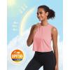 imageMAGCOMSEN Womens Workout Cropped Tops UPF 50 Athletic Running Tank Tops Sleeveless Gym Sports Muscle ShirtsPink
