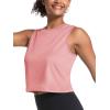 imageMAGCOMSEN Womens Workout Cropped Tops UPF 50 Athletic Running Tank Tops Sleeveless Gym Sports Muscle ShirtsPink