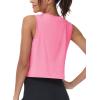 imageMAGCOMSEN Womens Workout Cropped Tops UPF 50 Athletic Running Tank Tops Sleeveless Gym Sports Muscle ShirtsRose Red