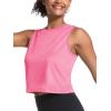 imageMAGCOMSEN Womens Workout Cropped Tops UPF 50 Athletic Running Tank Tops Sleeveless Gym Sports Muscle ShirtsRose Red