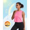 imageMAGCOMSEN Womens Workout Cropped Tops UPF 50 Athletic Running Tank Tops Sleeveless Gym Sports Muscle ShirtsRose Red