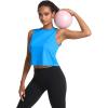 imageMAGCOMSEN Womens Workout Cropped Tops UPF 50 Athletic Running Tank Tops Sleeveless Gym Sports Muscle ShirtsSky Blue