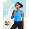 imageMAGCOMSEN Womens Workout Cropped Tops UPF 50 Athletic Running Tank Tops Sleeveless Gym Sports Muscle ShirtsSky Blue