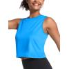 imageMAGCOMSEN Womens Workout Cropped Tops UPF 50 Athletic Running Tank Tops Sleeveless Gym Sports Muscle ShirtsSky Blue