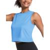 imageMAGCOMSEN Womens Workout Cropped Tops UPF 50 Athletic Running Tank Tops Sleeveless Gym Sports Muscle ShirtsWaterfall Blue