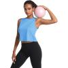 imageMAGCOMSEN Womens Workout Cropped Tops UPF 50 Athletic Running Tank Tops Sleeveless Gym Sports Muscle ShirtsWaterfall Blue