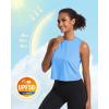 imageMAGCOMSEN Womens Workout Cropped Tops UPF 50 Athletic Running Tank Tops Sleeveless Gym Sports Muscle ShirtsWaterfall Blue