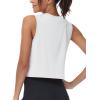 imageMAGCOMSEN Womens Workout Cropped Tops UPF 50 Athletic Running Tank Tops Sleeveless Gym Sports Muscle ShirtsWhite