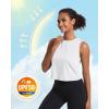 imageMAGCOMSEN Womens Workout Cropped Tops UPF 50 Athletic Running Tank Tops Sleeveless Gym Sports Muscle ShirtsWhite