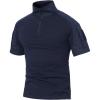 imageMAGCOMSEN Mens Tactical Military Shirts 14 Zip Short Sleeve Slim Fit Camo ShirtNavy