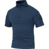 imageMAGCOMSEN Mens Tactical Military Shirts 14 Zip Short Sleeve Slim Fit Camo ShirtRoyal Blue