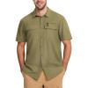 imageMAGCOMSEN Mens UPF 50 Fishing Shirts Short Sleeve Sun Protection Shirts Quick Dry Cooling Button Down Shirt Hiking SafariKhaki