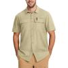 imageMAGCOMSEN Mens UPF 50 Fishing Shirts Short Sleeve Sun Protection Shirts Quick Dry Cooling Button Down Shirt Hiking SafariLight Khaki