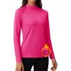 imageMAGCOMSEN Womens Thermal Shirts Mock Turtleneck Fleece Lined Long Sleeve Workout Underwear Base Layer Pullover TopsRose Red