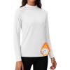imageMAGCOMSEN Womens Thermal Shirts Mock Turtleneck Fleece Lined Long Sleeve Workout Underwear Base Layer Pullover TopsWhite