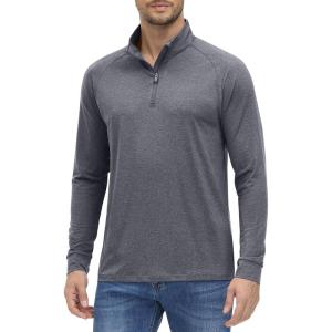 imageMAGCOMSEN Mens 14 Zip Pullover UPF 50 Long Sleeve Sun Protection Sports Shirts Lightweight Athletic Workout ShirtDark Grey