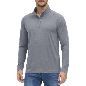 imageMAGCOMSEN Mens 14 Zip Pullover UPF 50 Long Sleeve Sun Protection Sports Shirts Lightweight Athletic Workout ShirtLight Grey