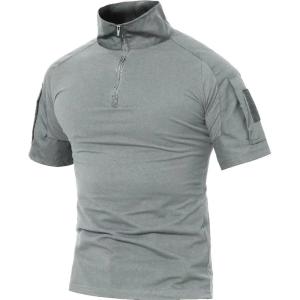 imageMAGCOMSEN Mens Tactical Military Shirts 14 Zip Short Sleeve Slim Fit Camo ShirtLight Grey