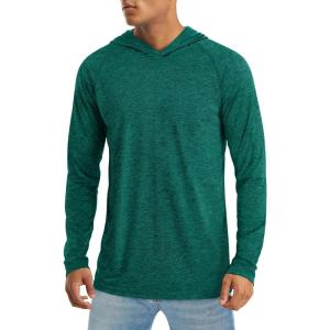 imageMAGCOMSEN Mens UPF 50 Sun Protection Hoodie Shirts Fishing Lightweight Long Sleeve T Shirts Athletic Runing SwimEmerald Green