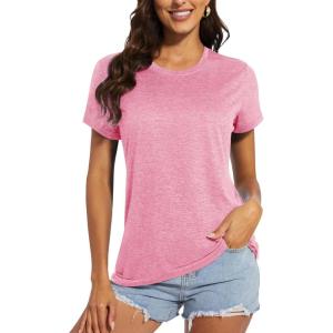 imageMAGCOMSEN Womens Short Sleeve Quick Dry TShirts Wicking Moisture Workout Athletic Running ShirtsPink