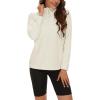 imageMAGCOMSEN Womens Quarter Zip Pullover Polar Fleece Sweatshirts Lightweight StandCollar Jacket Warm TopsBeige