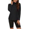 imageMAGCOMSEN Womens Quarter Zip Pullover Polar Fleece Sweatshirts Lightweight StandCollar Jacket Warm TopsBlack